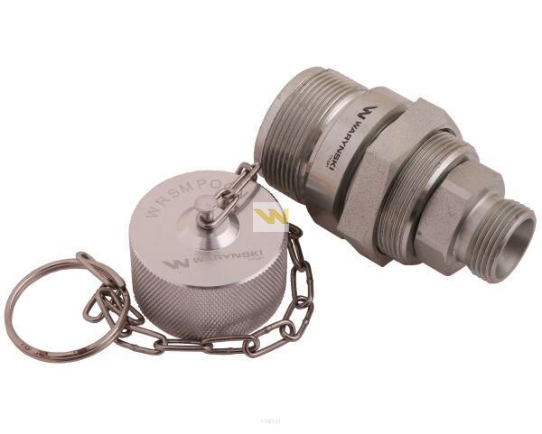 Komplet - zawór gniazdo M22x1.5 skręcane (50490020) z gwintowaną pokrywą/osłoną aluminiową Waryński WRSM22GN-KP