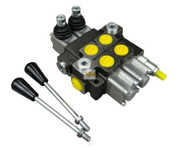 Rozdzielacz hydrauliczny 2-sekcyjny max przepływ 40L z zatrzaskami Waryński W-ROZ40L/2Z