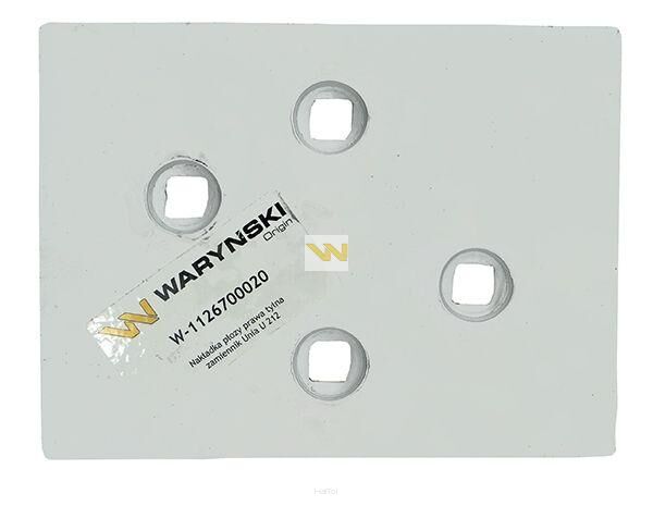 Nakładka płozy prawa tylna zastosowanie U 212 Unia Pług stal borowa WARYŃSKI