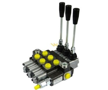 Rozdzielacz hydrauliczny 3-sekcyjny max przepływ 40L z zatrzaskami Waryński W-ROZ40L/3Z